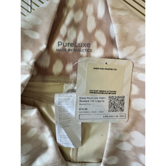 Fabletics OASIS PureLuxe High Waisted Leggings Spotted Doe Print Size L NWT - Picture 4 of 6